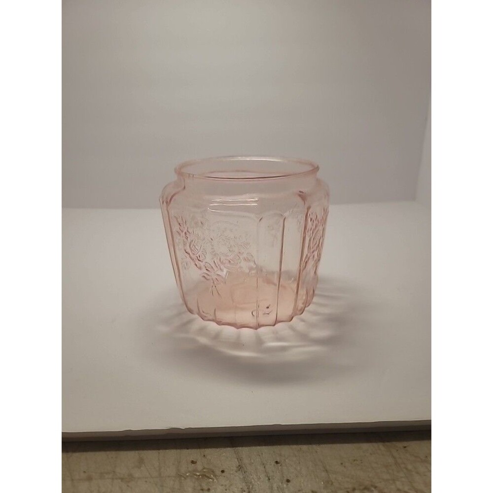 Vintage Anchor Hocking Pink Mayfair Open Rose Depression Glass Cookie Jar No Lid